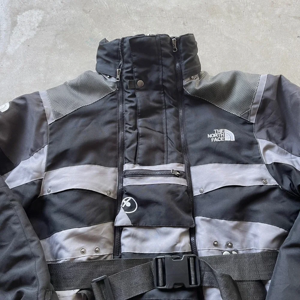 The North Face Steep Tech Mens XL Black Grey Ski Jacket Belted Utility Coat
